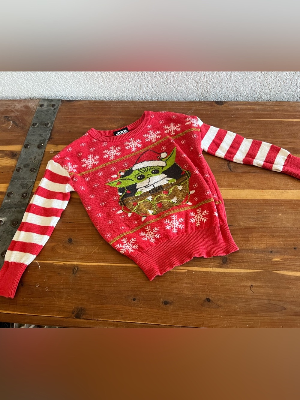 Star Wars Red and White Baby Yoda Holiday Sweater